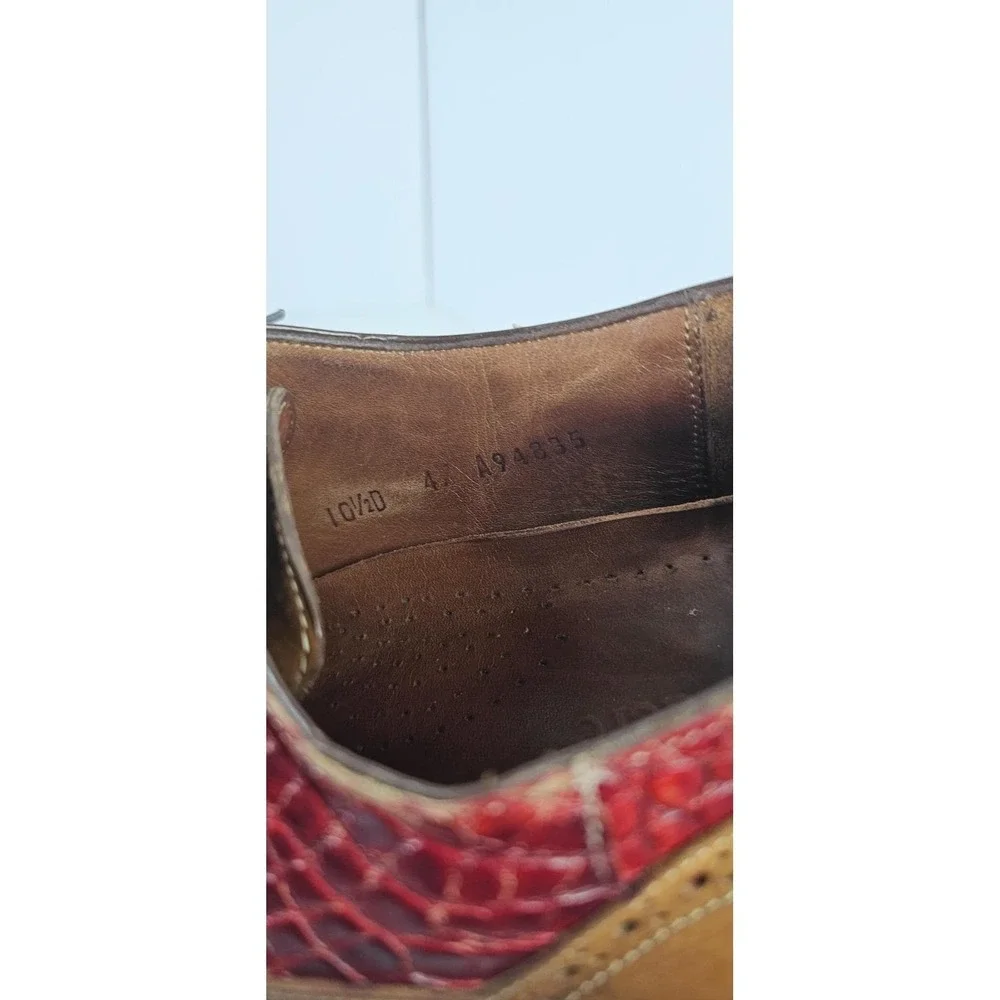 Belvedere Mens Alligator Wingtip Oxford Leather Dress‎ Shoes 10.5 D